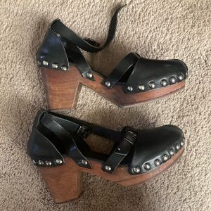 Vintage Black Studded Clogs